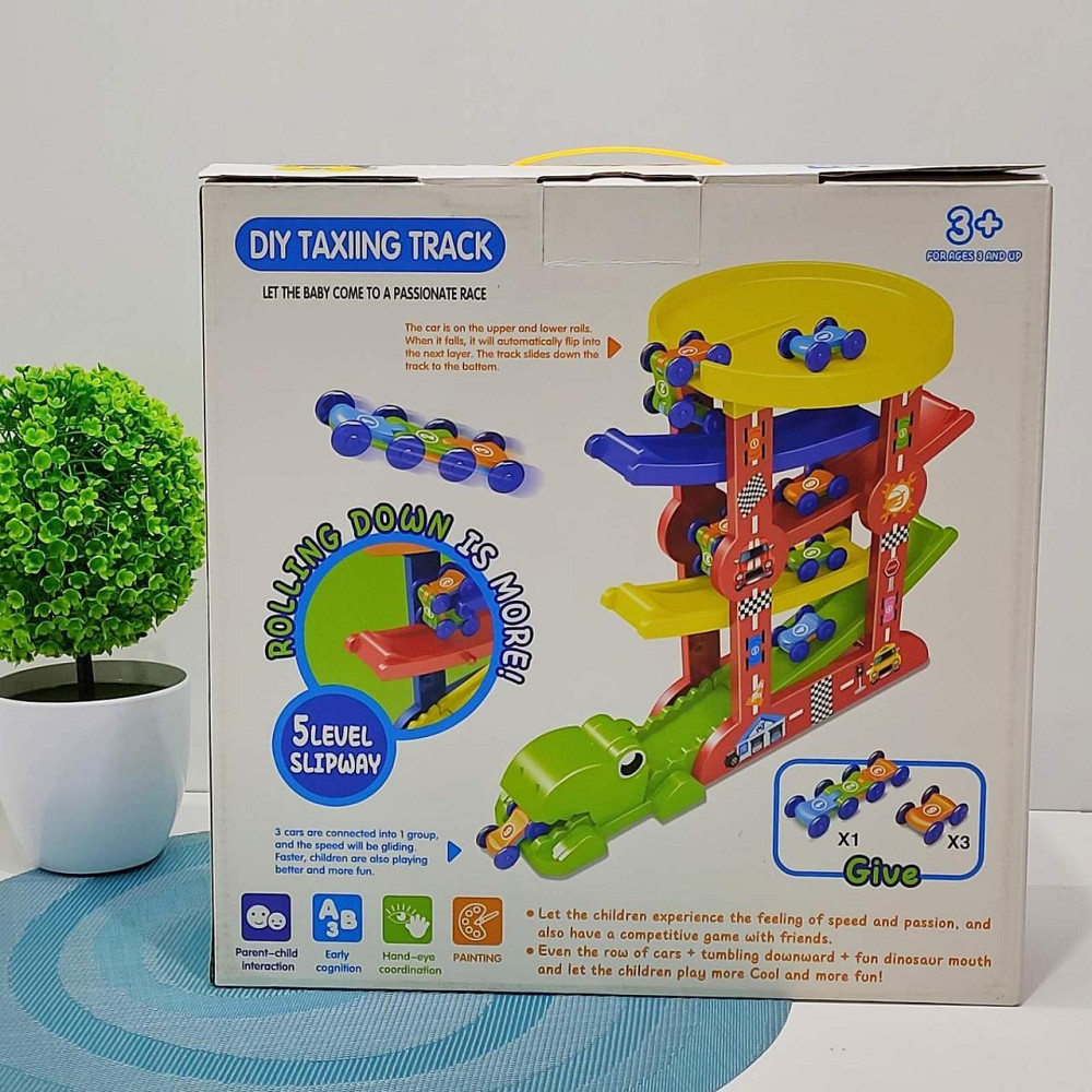 Трек паркінг Крокодил п'ятиповерховий 4 машинки в наборі Зелений (6843) Чернігів - фото 4