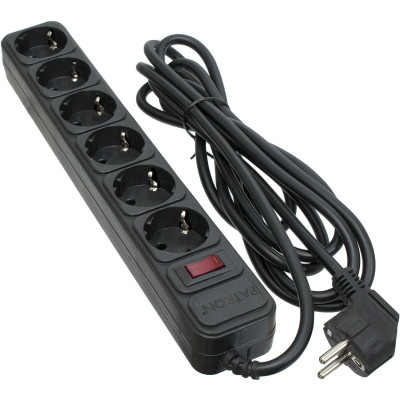 Мережевий фільтр живлення Patron 3.0 m3*1.5mm2 (SP-1663) 6 розеток BLACK (EXT-PN-SP-1663) Вінниця - фото 1