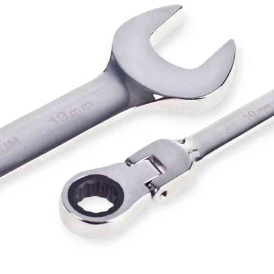 Набор ключей рожково-накидных с трещеткой 8-19 мм 11 шт (планшет) CrV шарнирные Мукачево