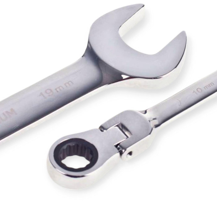 Набір ключів ріжково-накидних з тріскачкою 8-19 мм 11 шт (планшет) CrV шарнірні Мукачево - фото 3