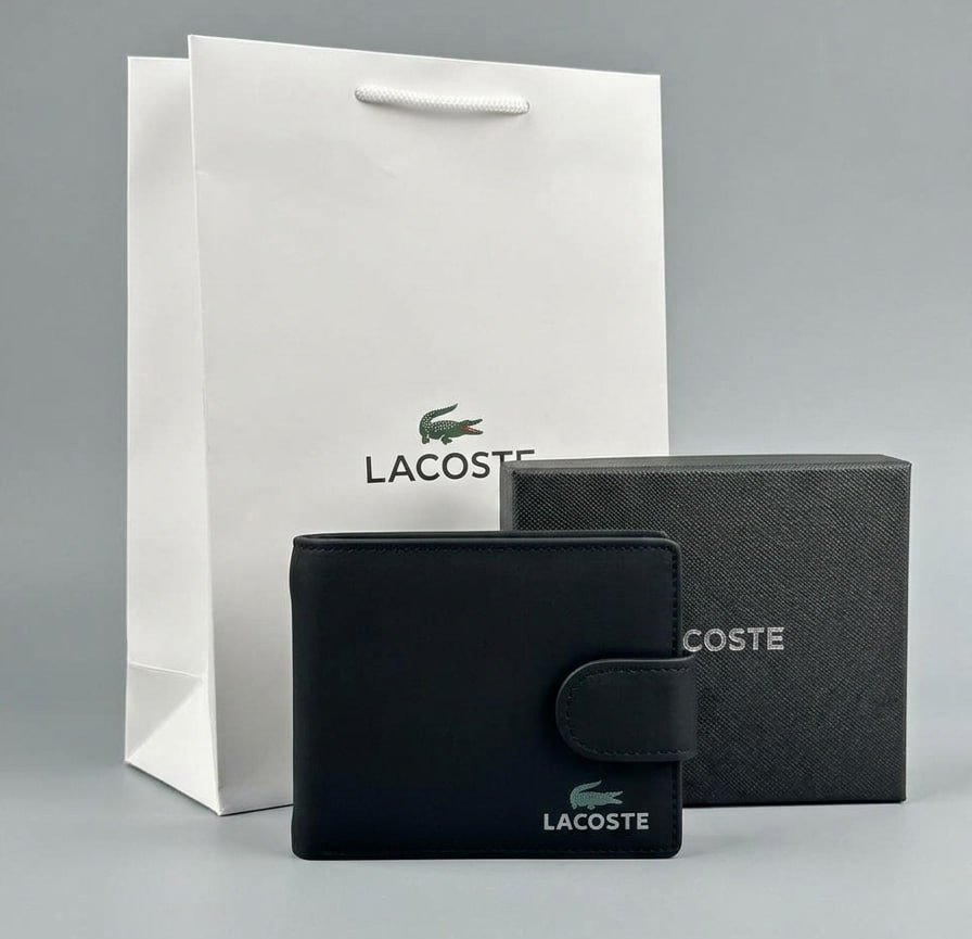 Кожаное мужское портмоне на кнопке Lacoste (1724-1) Киев - изображение 4