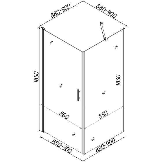 Душова кабіна квадратна без піддона LYNA N90TC (N90T) BRAVO (1уп.) Тернопіль
