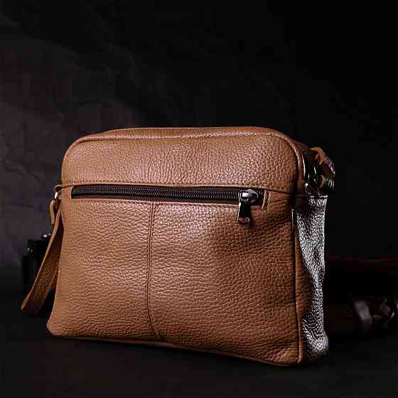 Стильна сумка жіноча крос-боді з натуральної шкіри GRANDE PELLE 11652 Бежева Київ