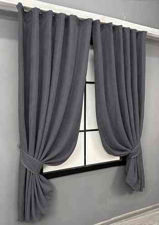 Комплект коротких штор VR-Textil Мікровелюр Petek YL № 1706ш Графітовий 130х170 см 2 шт (35-0377) Київ