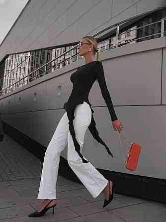 Женский стильный асимметричный лонгслив со шлейфом микродайвинг Черный Одесса