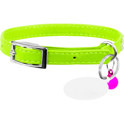 Ошейник для животных WAUDOG GLAMOUR "Цветочек" с резинкой и стразами для кошек (салатовый) (32555) Винница - изображение 1