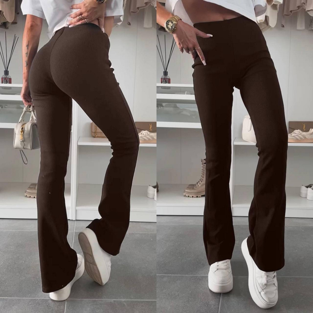 Женские базовые брюки-клеш рубчик мустанг Шоколад, 46/48 Одесса - изображение 1