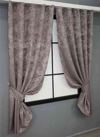 Комплект штор коротких VR-Textil Жаккард Sultan YL № 1210ш Серо-пудровый 130х170 см 2 шт (35-0073) Киев