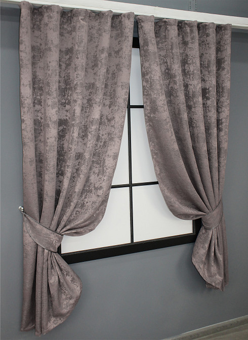Комплект штор коротких VR-Textil Жаккард Sultan YL № 1210ш Серо-пудровый 130х170 см 2 шт (35-0073) Киев - изображение 2