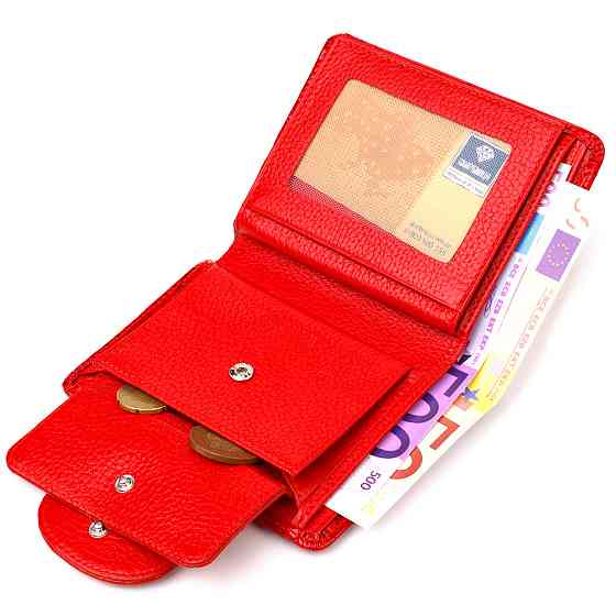 Лакированный вертикальный женский кошелек из натуральной кожи с тиснением под крокодила Красный (CANPELLINI) Киев