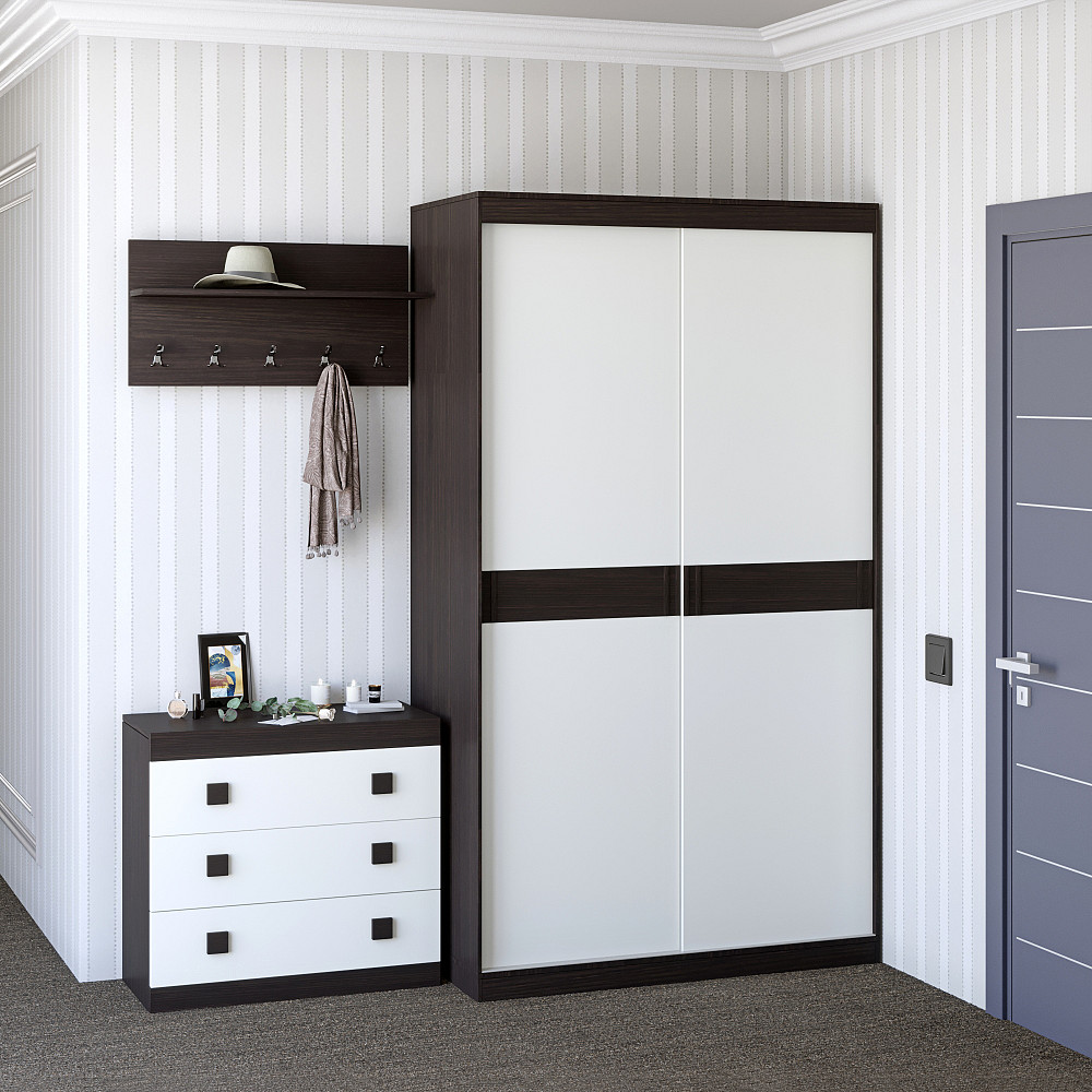 Прихожая Эверест Соната комплект 14 (модульная - 3 элемента) венге темный + белый (DTM-2526) Днепр - изображение 1