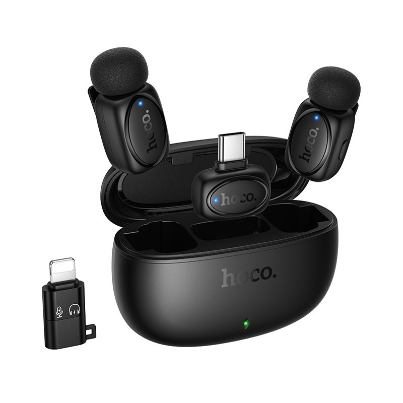 Беспроводная микрофонная система HOCO L19 Graceful dual-mic (iP/Type-C) Black Одесса - изображение 3