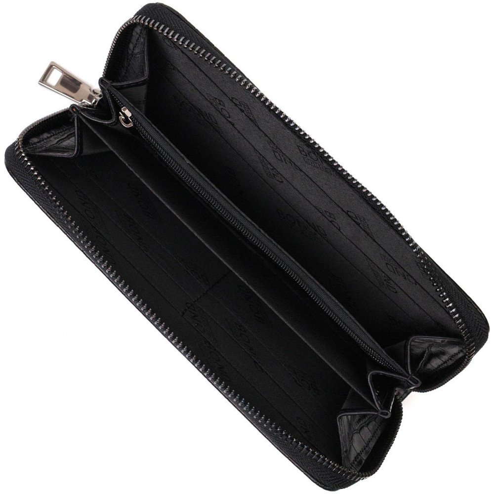 Місткий жіночий гаманець з натуральної шкіри з тисненням під крокодила Чорний (BOND) Київ - фото 10