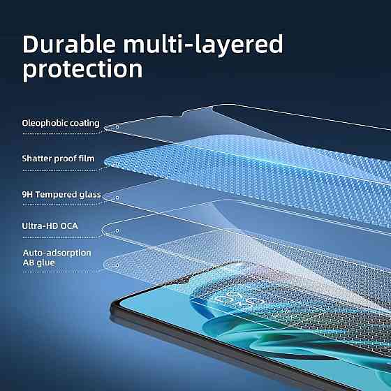 Захисне скло для TCL 30 XE 5G 2 шт чорне 0.33 мм 9H ультрапрозоре загартоване без бульбашок олеофобне Київ