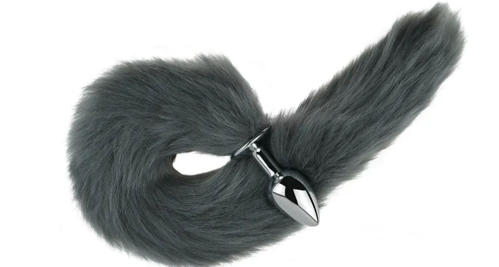 Анальна пробка із хвостом EGZO - Fox Tail Silver Plug Light Gray, size S Sex Aura Київ - фото 1
