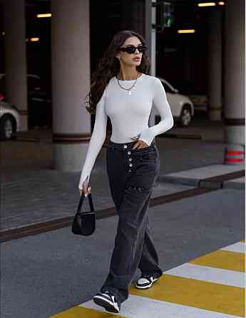 Женский базовый боди с длинным рукавом микродайвинг Белый, 40/42 Одесса