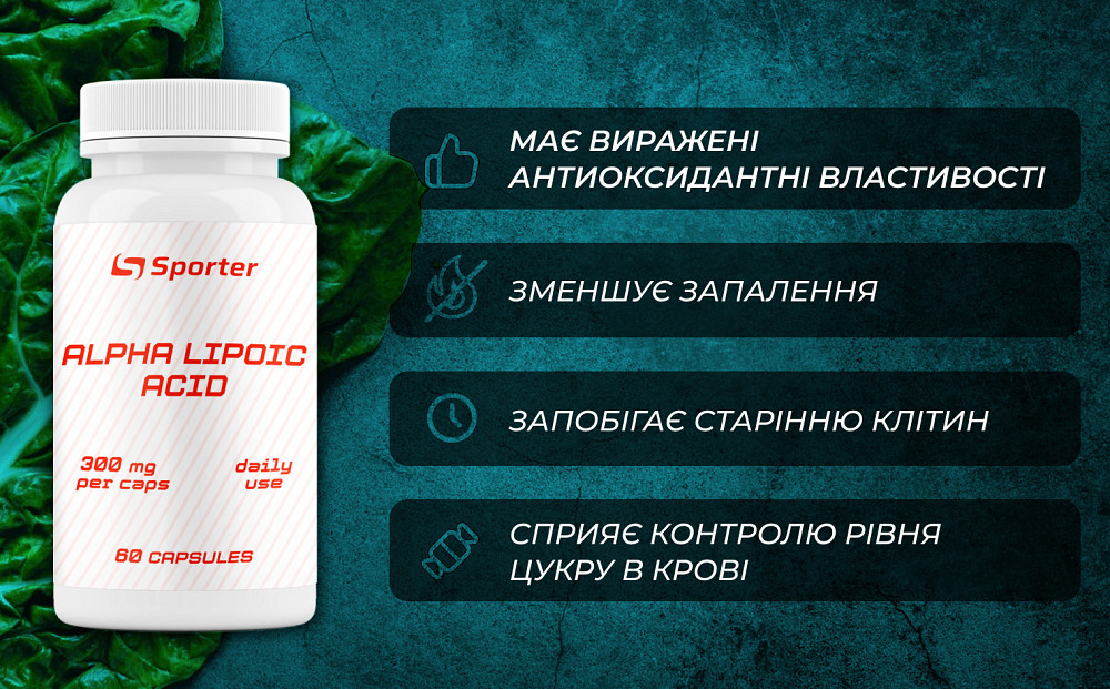 Альфа-ліпоєва кислота Sporter Alpha Lipoic Acid 60 капсул Луцьк - фото 2