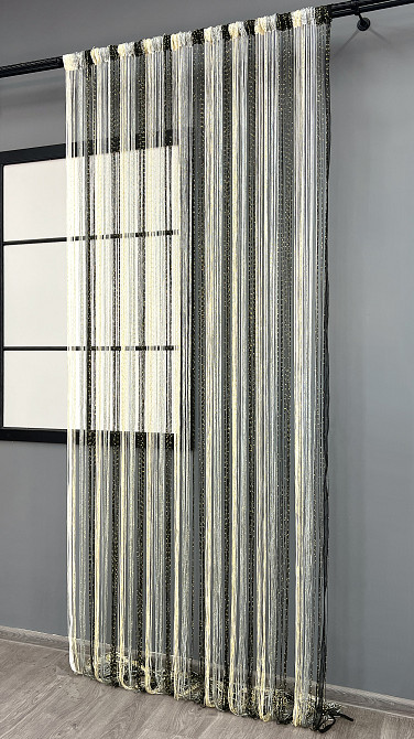 Штори-нитки з люрексом Молочний з сірим і чорним 300х300см 1 шт (61-120) Київ - фото 4