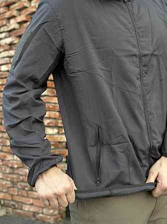 Военная куртка тёмно-серая с водостойкими аквамолниями, капюшоном и анатомическим кроем Львов