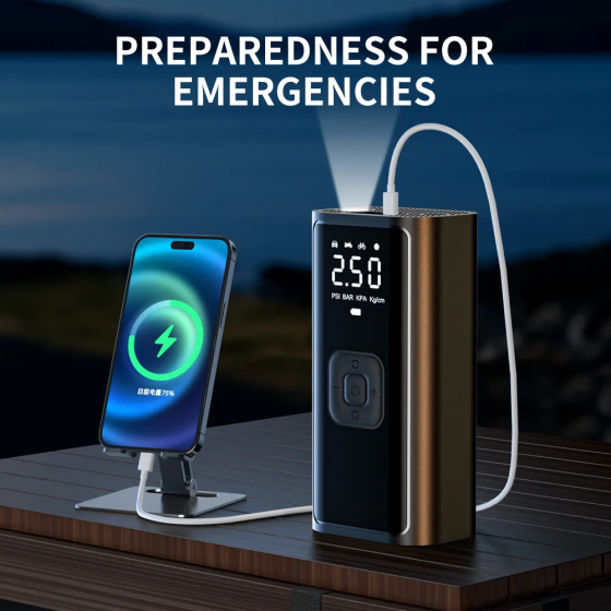 Насос акумуляторний цифровий COB-B6-01 (ZZLWN-081) 100 W Type-C з функцією PowerBank, ліхтариком, сумкою та перехідниками Вінниця