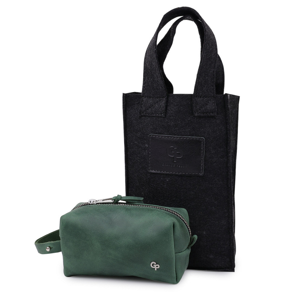 Шкіряна косметичка унісекс GRANDE PELLE 11571 Зелений Київ - фото 6
