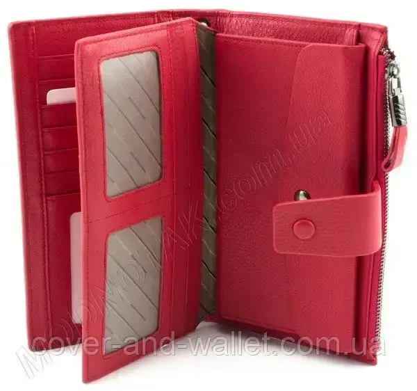 Елітний жіночий гаманець клатч з натуральної шкіри червоного кольору Marco Coverna 1426 Київ - фото 5