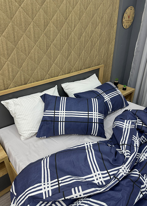 Комплект постельного белья, Decorator Kelso Евро 200х215 синий с белым (88-019) Киев - изображение 8