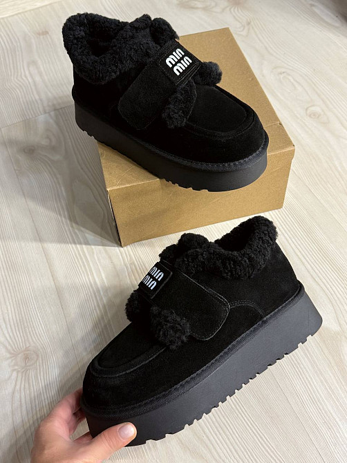 Ботинки женские Hengji 720-1 угги замшевые на меху с липучкой черные, 37, 23,5 см Киев - изображение 7