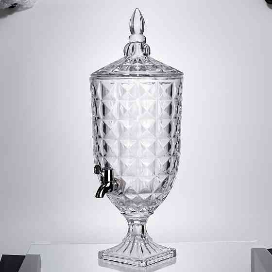 Лимонадниця з краном на підставці скляна 5 л лимонадник 51 см прозорий HP-19-18F-5 Київ