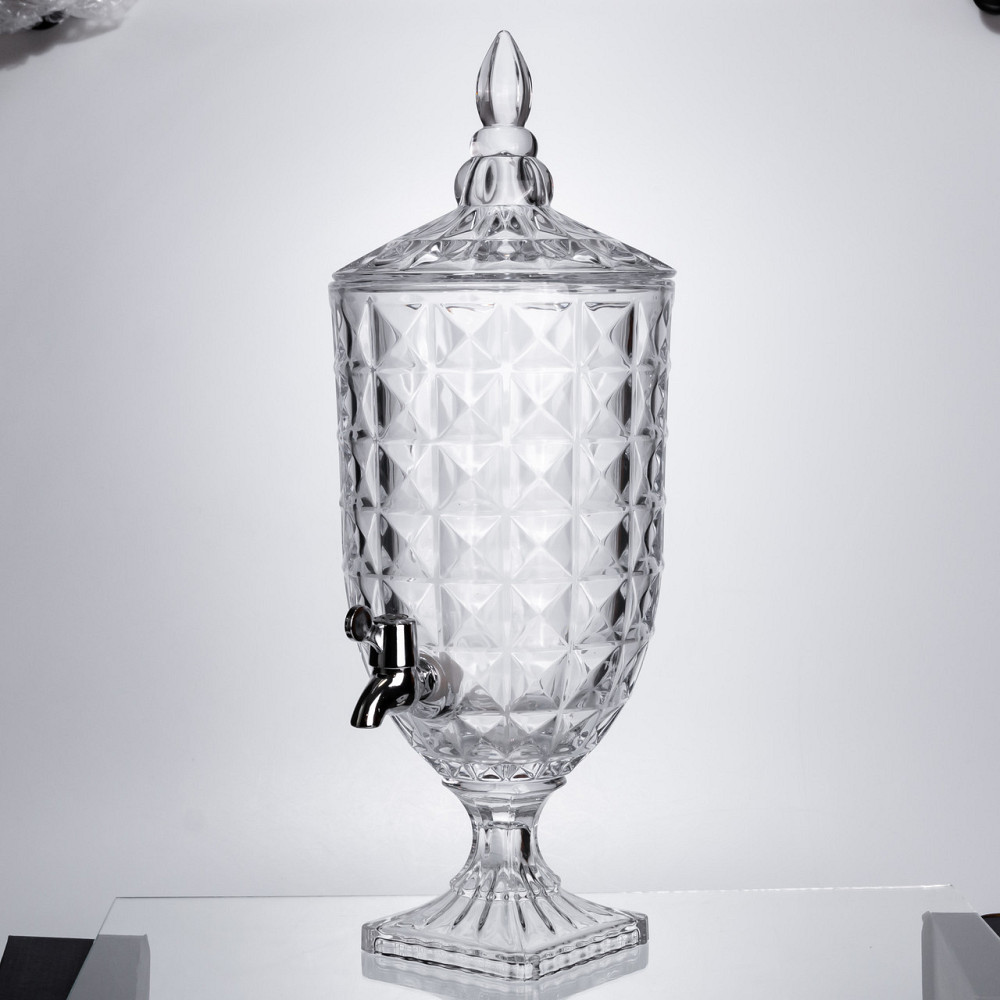 Лимонадниця з краном на підставці скляна 5 л лимонадник 51 см прозорий HP-19-18F-5 Київ - фото 1