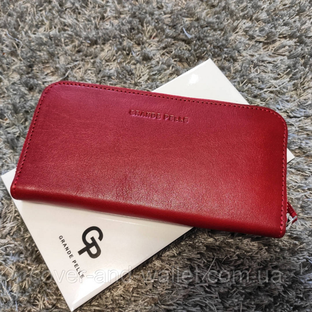 Красный женский кошелёк на молнии ручной работы Grande Pelle Serpente 532660 Киев - изображение 1