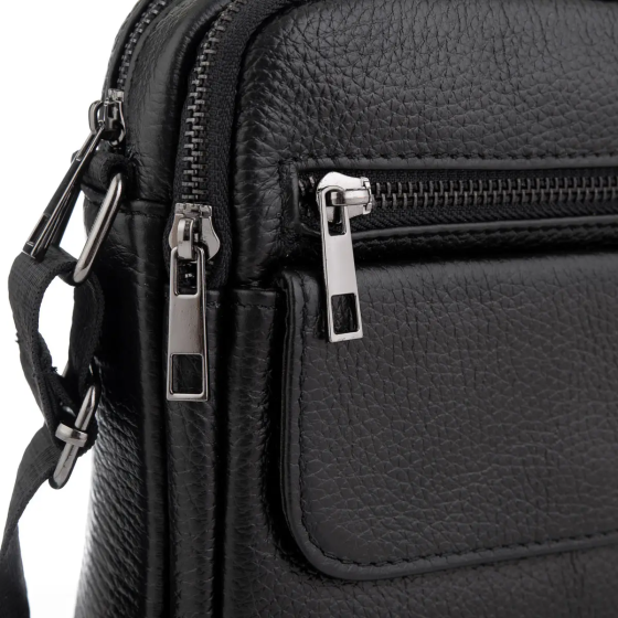 Сумка мужская через плечо Tiding Bag (17 х 21 х 5 см) борсетка из натуральной кожи Черный Киев