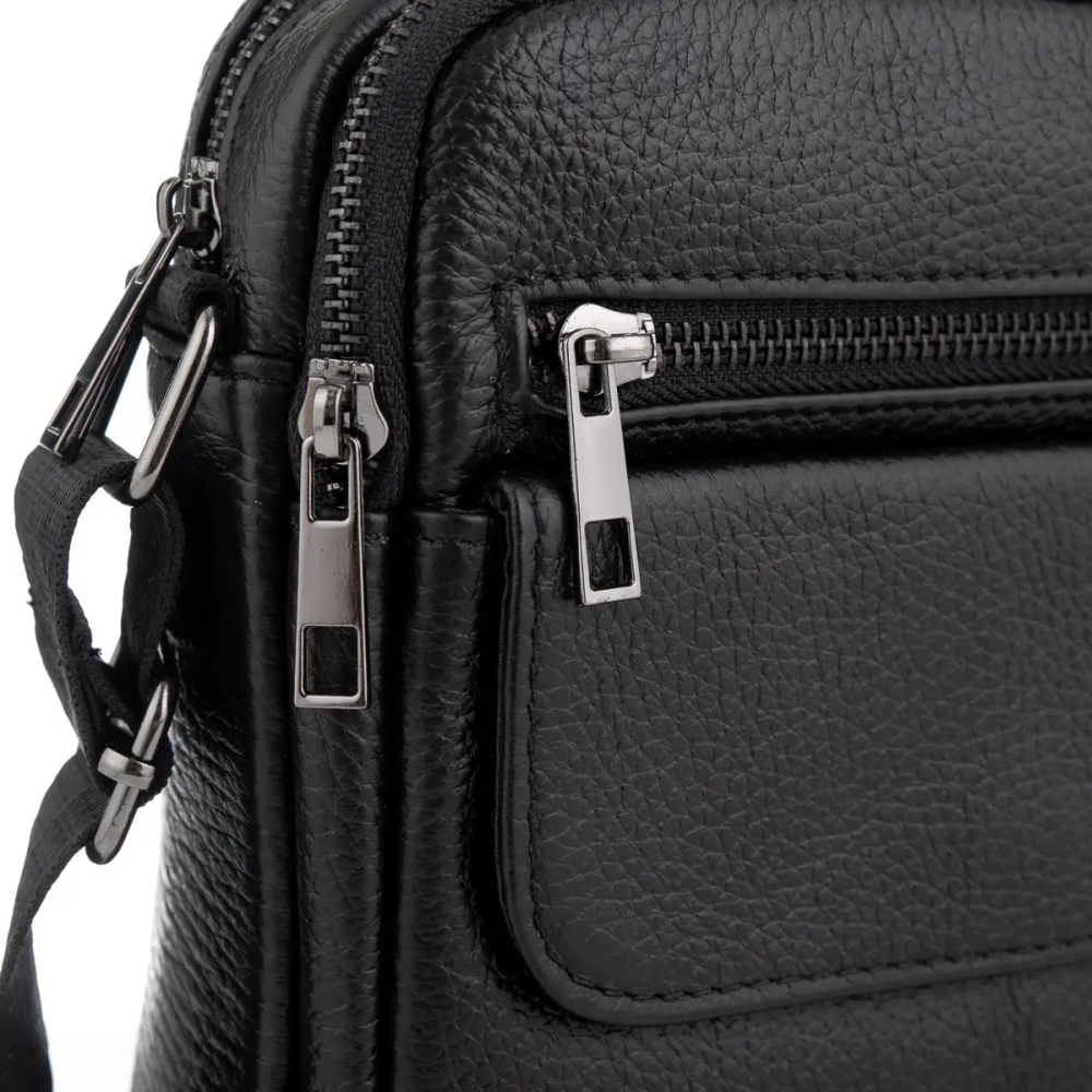 Сумка чоловіча через плече Tiding Bag (17 х 21 х 5 см) борсетка з натуральної шкіри Чорний Київ - фото 4