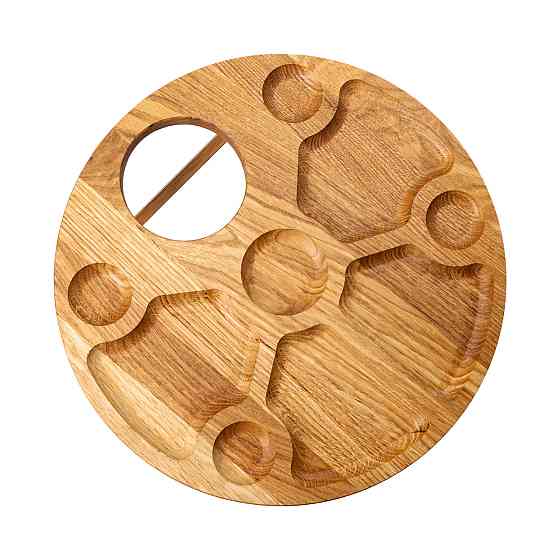 Lugi Винний столик-менажниця з дерева 35 см круглий на ніжках дуб Киев