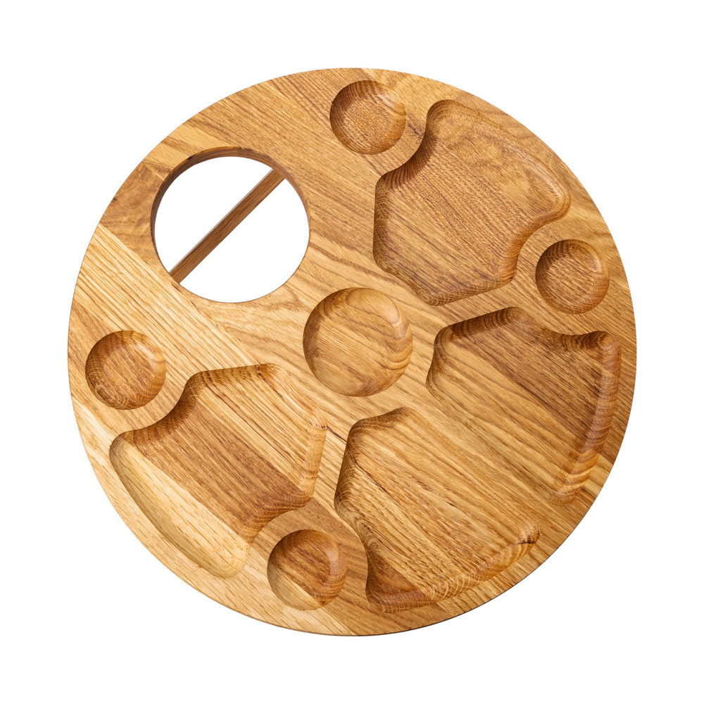 Lugi Винний столик-менажниця з дерева 35 см круглий на ніжках дуб Київ - фото 2