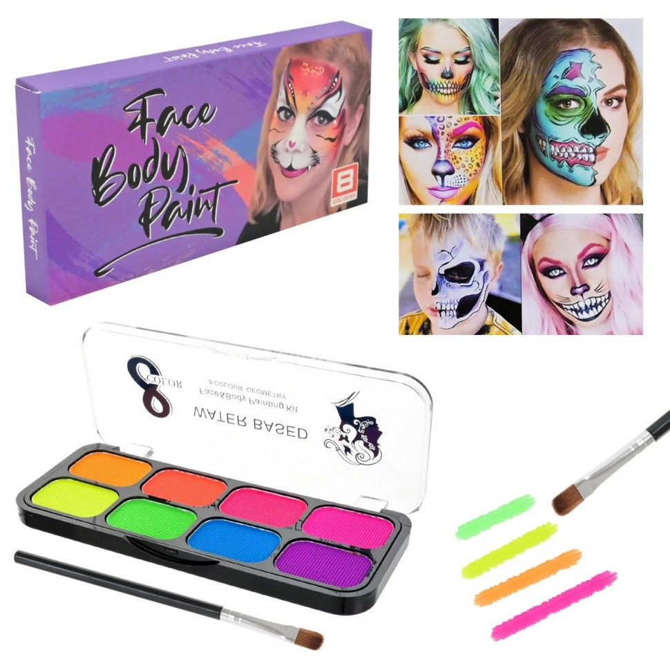 Дитячий набір аквагриму Cel-2504 палетка, неон, 8 кольорів Вінниця - фото 2