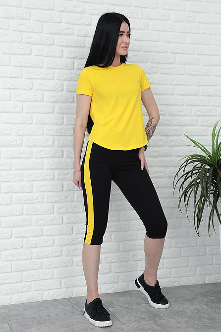 Спортивний костюм з бриджами "Dion" оптом | Норма Жовтий, 42-44 Київ - фото 2