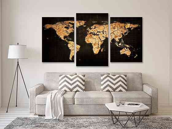 Модульная картина в гостиную / спальню   Мапа світу Art-725_3 Киев