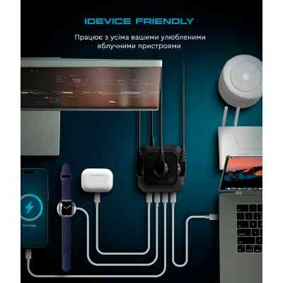 Зарядное устройство Armorstandart ARP-544 Resolute Power USB-C 100W GaN 2m Black (ARM73177) Винница