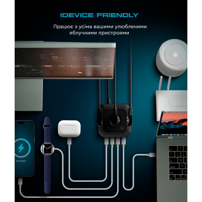 Зарядное устройство Armorstandart ARP-544 Resolute Power USB-C 100W GaN 2m Black (ARM73177) Винница - изображение 6