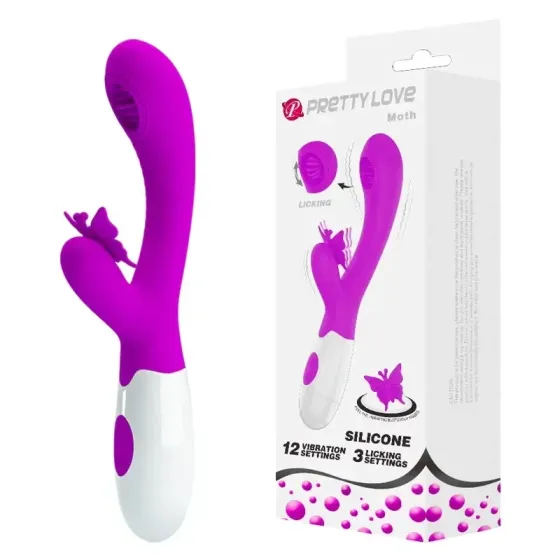 Вибратор с стимулятором клитора и функцией лизания Pretty Love - Moth, BI-014943 Sex Aura Киев