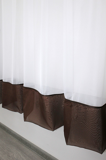 Кухонная занавеска VR-Textil № 047к белый с венге 270х170 см (50-872) Киев - изображение 5