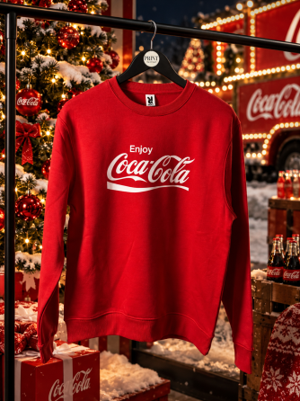 Світшот новорічний червоний Enjoy Coca-Cola з білим принтом | Різдвяний світшот у ретростилі L, Білий Чернівці