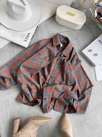 Женская повседневная оверсайз рубашка в клетку костюмный тиар Одесса