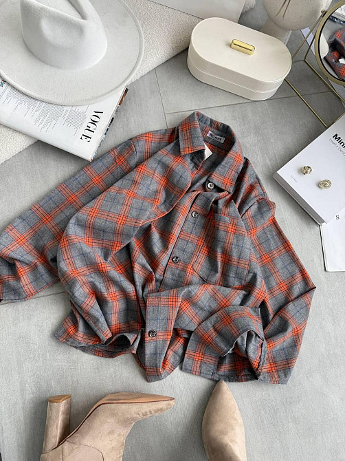 Женская повседневная оверсайз рубашка в клетку костюмный тиар Одесса - изображение 1