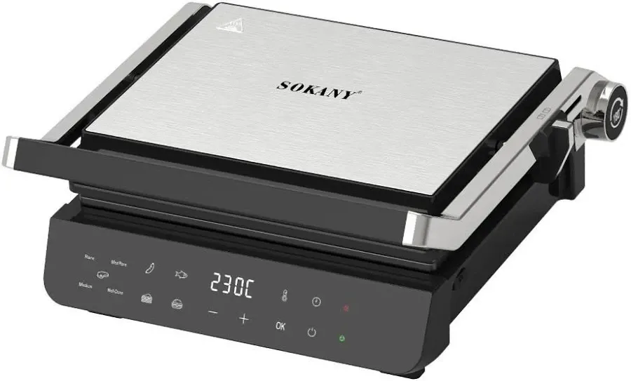Електричний гриль SK-08079 з антипригарним покриттям, термостат, відкриття кришки 90°/180°, зручний Одеса - фото 3