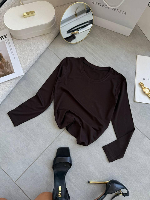 Жіночий базовий лонгслів із віскози Шоколад Одеса - фото 1