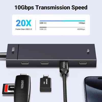 Концентратор Ugreen USB-C to 4xUSB-C 3.2 Gen2 10Gbps CM806 black (35584) Вінниця