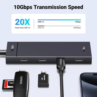 Концентратор Ugreen USB-C to 4xUSB-C 3.2 Gen2 10Gbps CM806 black (35584) Винница - изображение 3