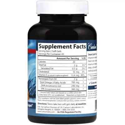 Жирные кислоты Carlson Омега-3 для Подростков, Teens Smart Catch, 90 желатиновых к (CL1611) Винница